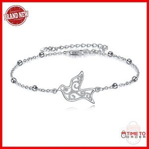 Sterling Silver Dove Bracelet 9.05" Box Chain Lobster Clasp